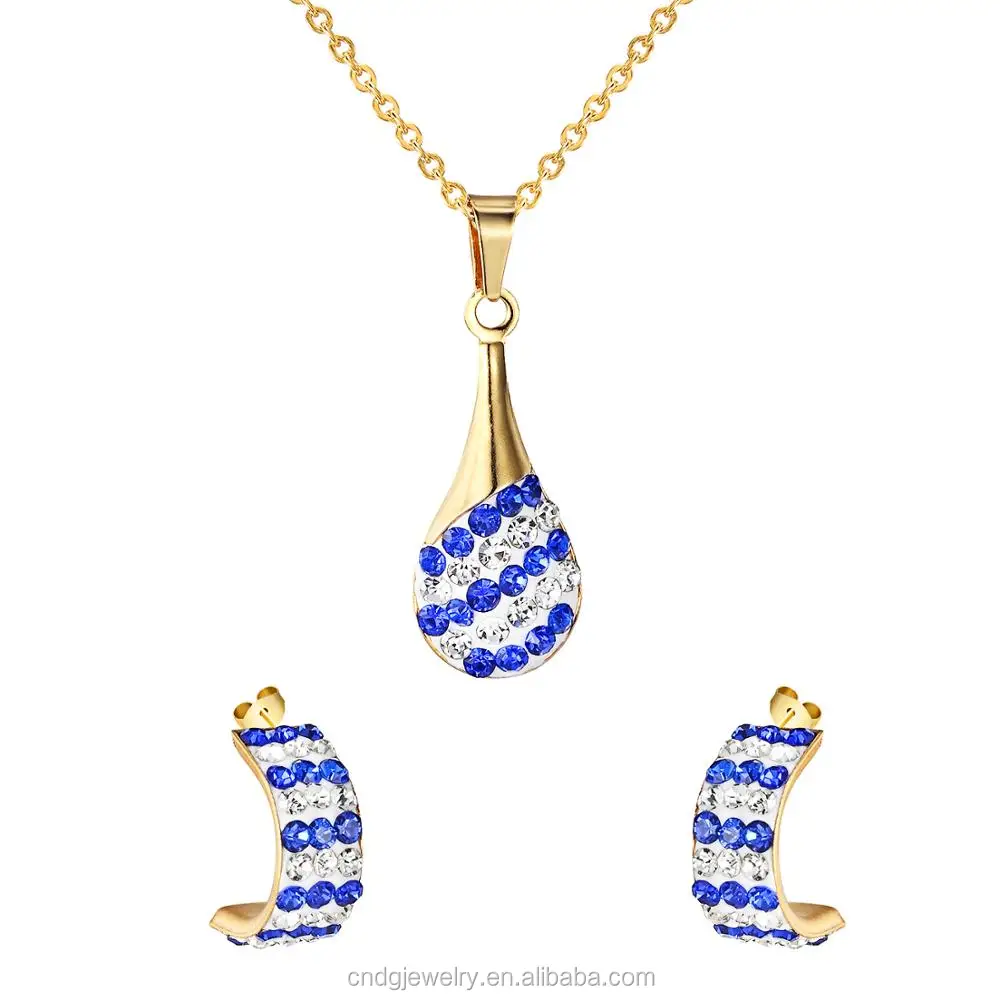 Fashion Jewelry Set Crystal New Design Stainless Steel Necklace And