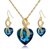 

New design women fashion necklace crystal Dubai gold plated bridal jewelry necklace set
