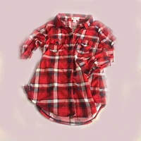 

Wholesale 2 color S-XL surplus inventory cotton long sleeve cheap plaid shirts for Junior Girls