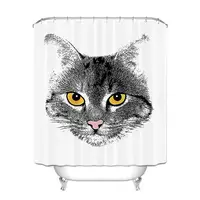

Japanese cat printed cute animals home goods plain shower curtain
