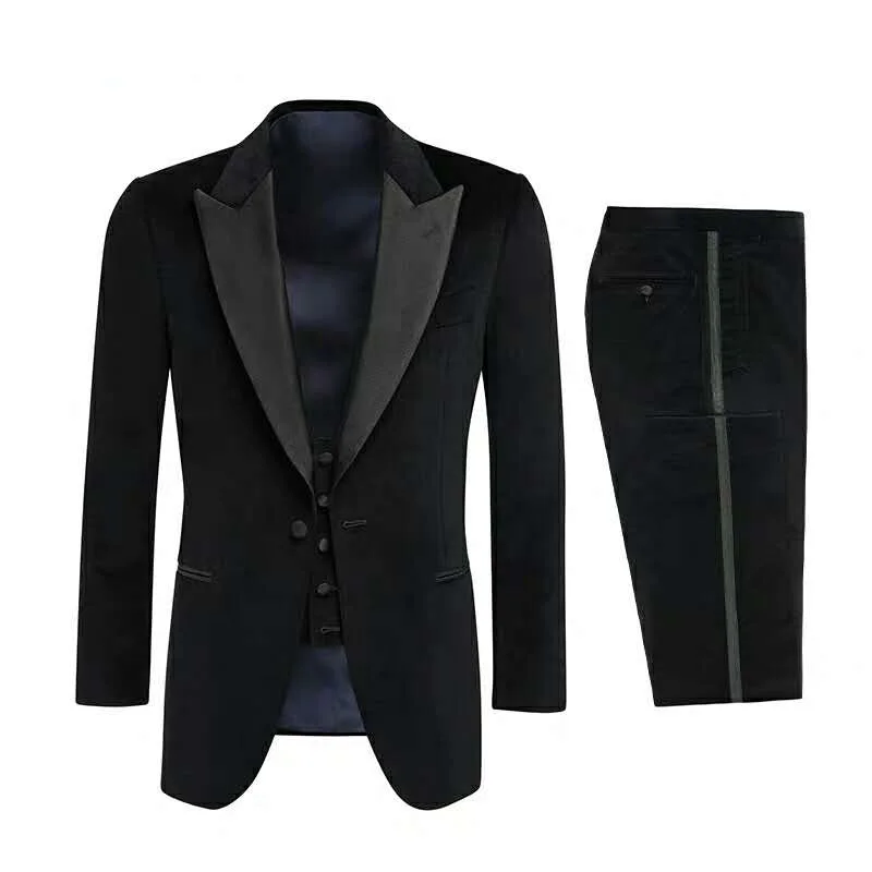 

2017 New Style Men's Designer 3 pieces Groom Wedding Suit with 3 color