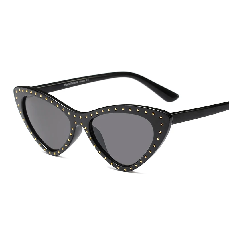 

2019 Diamond Triangle Sunglasses Women Brand Luxury Crystal Cat Eye Sun Glasses Small Vintage Black Rhinestone Glasses (KSG034), 1 colors