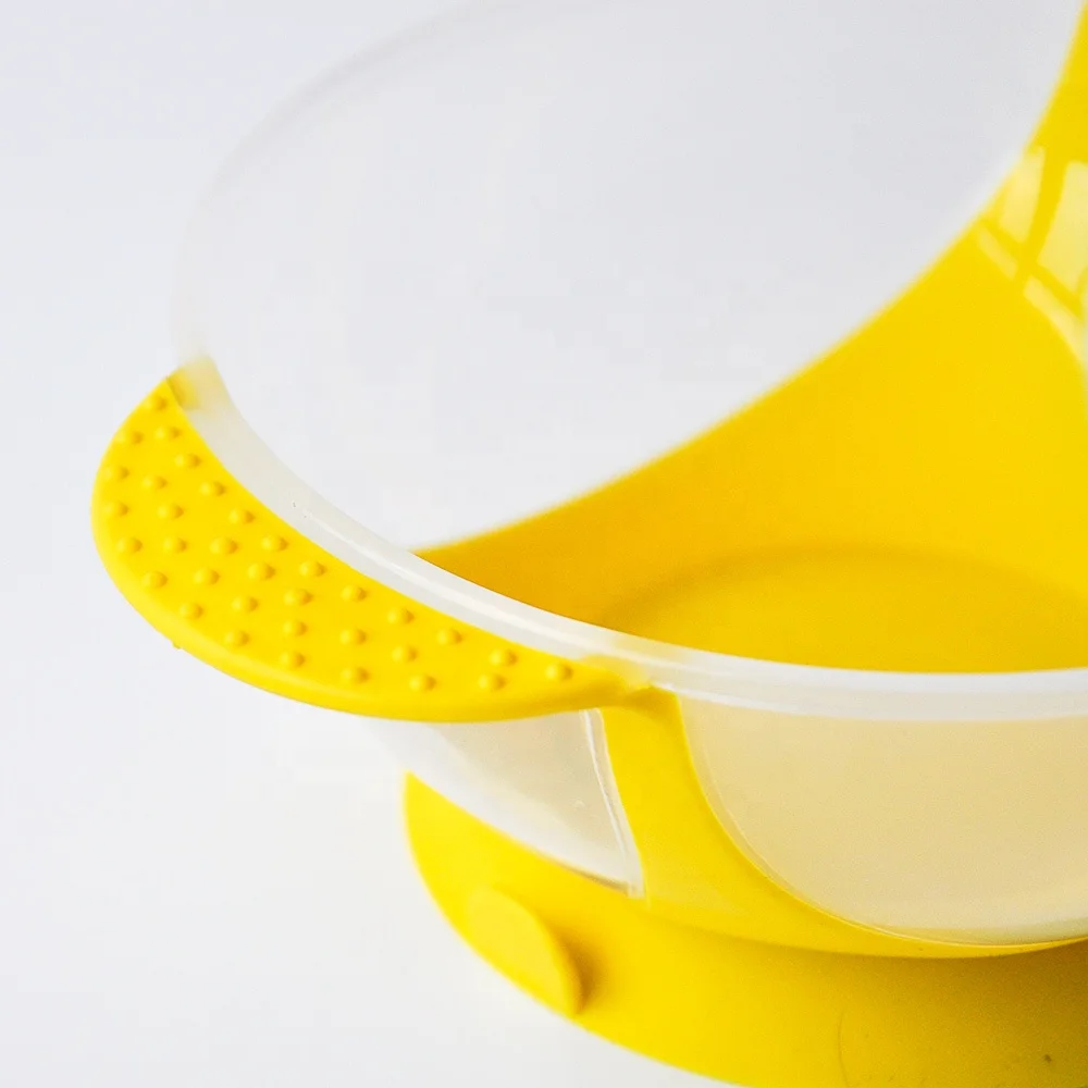 
Super Stable Suction Infant Fruit / Noodle Bowl With Spoon And Lid Silicone Baby Bowl 