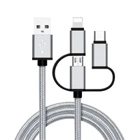 

Aluminum Alloy Nylon Data Line 3 in 1 Charging Cable For iPhone / USB Type C / Micro USB Cable