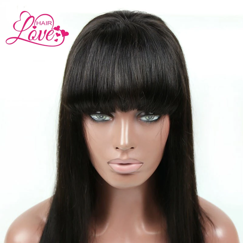 Qingdao Love Natural Color Full Thin Skin Cap Chinese Bang Wigs Hair