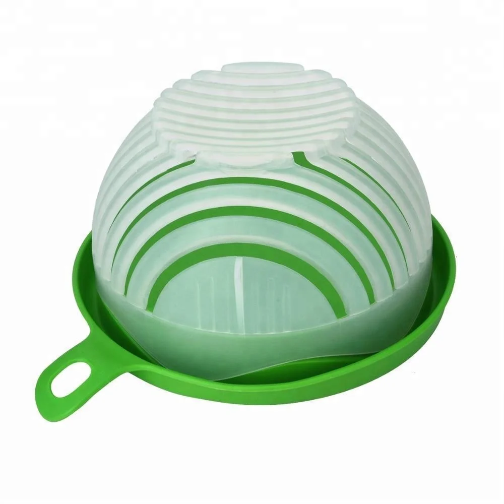 

amazon top seller vegetable fruits tools cutter slicer chopper salad spinner plastic kitchen gadgets salad cutter bowl, Green, red, white