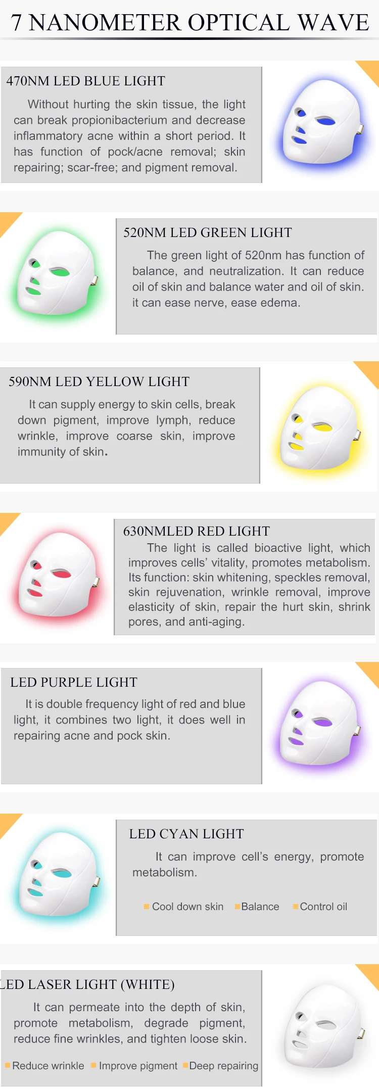 7 color LED facial mask beauty instrument