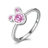 Fashion AAA+ Premium CZ Crystals Lovely Cartoon Mickey Ring Silver Tail Rings for Women Jewelry Adjustable size