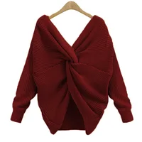 

backless knit back cross loose versatile women sweater