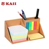 KAII High Quality Recycle Foldable Square Cube Memo Kraft Paper Box With Pen Holder Sticky Note Set