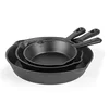 Cast Iron Skillet 3-Piece Set - Best Heavy-Duty Professional Restaurant Chef Quality Pre-Seasoned Pan Cookware Set - 10", 8", 6"