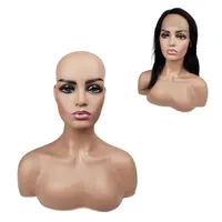 

Mannequin Head Bald Wig Training Mannequin Head with Shoulder Wigs Display Female Women African American Plastic Mannequin Head