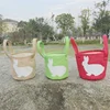 New arrival burlap easter bucket monogram rabbit kids Easter tote basket