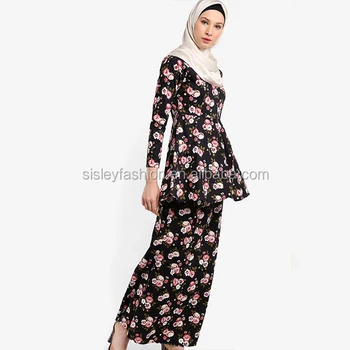 2019 Latest Design Muslim Clothing Baju Kurung Cotton 