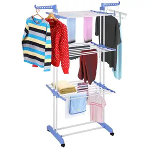 Laundry rack aluminium cloth drying hanger with pegs
