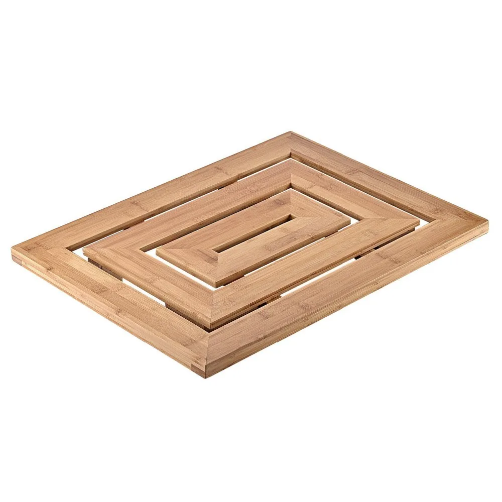 Natural Wooden Slatted Duckboard Bamboo Bath Shower Mat Buy Bamboo