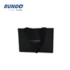 custom print cotton handle luxury black paper shopping packing bag with gold logo