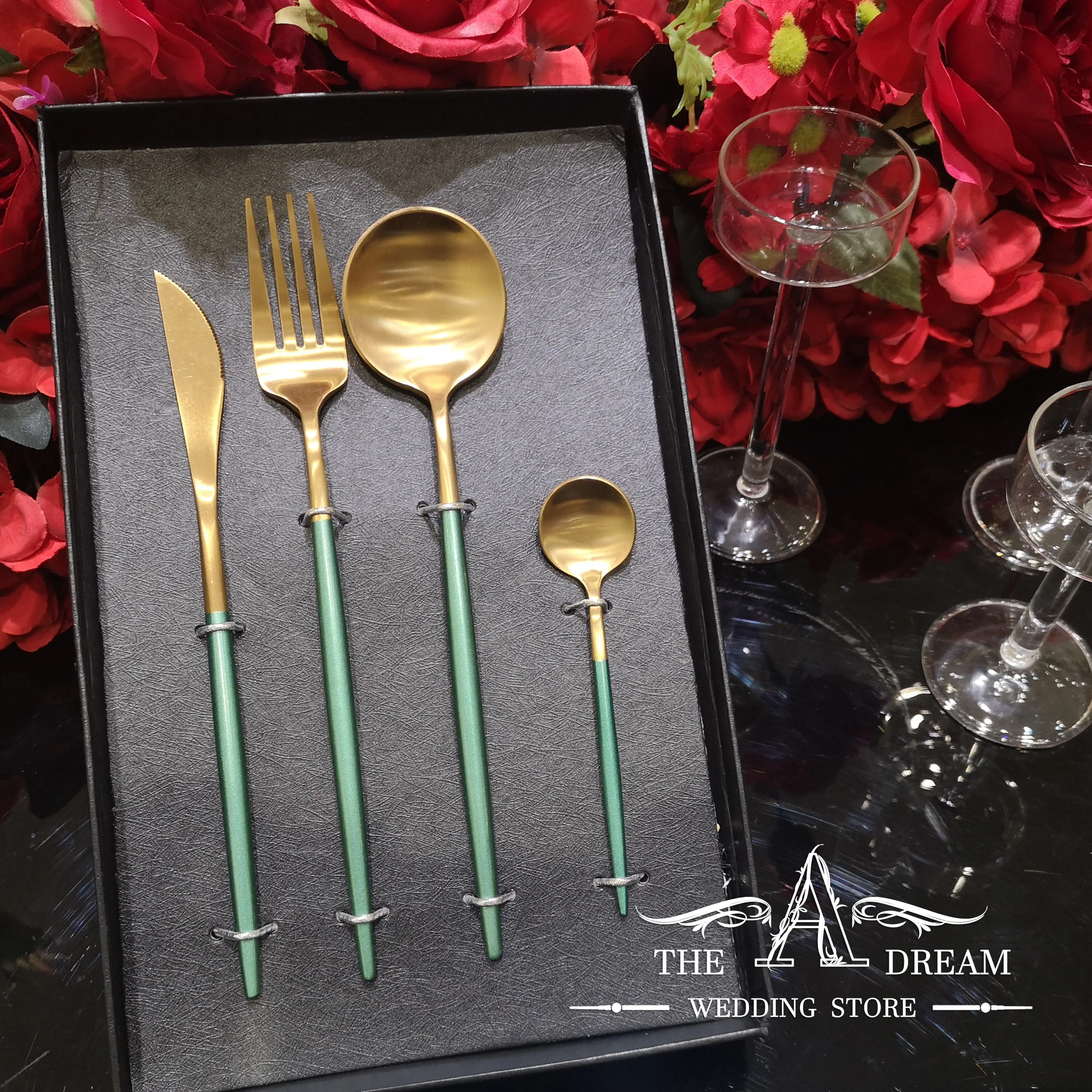 

CT02-MGG Portugal Cutlery Set Wedding Banquet Tableware Mint Green Fork Spoon Set / Cuchilleria From The A Dream Wedding Store