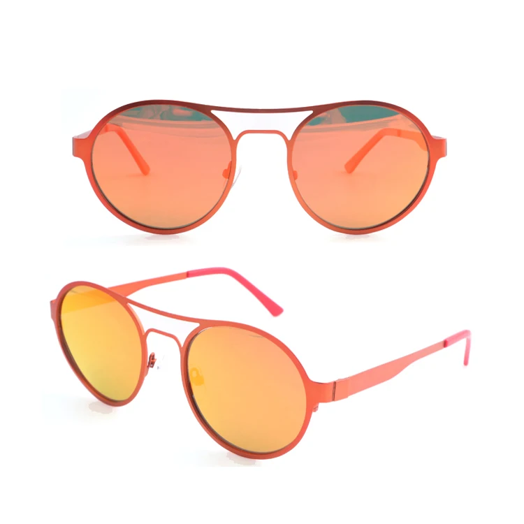 

China Factory Sale OEM Standard Orange Lens Round Shape Custom Sunglasses