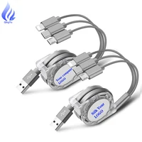 

Multi USB Charger Cable Retractable three in one phone charging line creative gift custom LOGO for lightning type c and micro