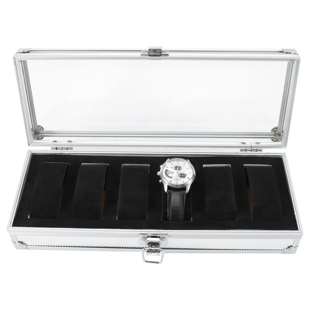 

6/12 Grid Insert Slots Jewelry Watchbox Display Storage Box Aluminium Jewelry Decoration Caja Reloj Holder Caixa Relogio