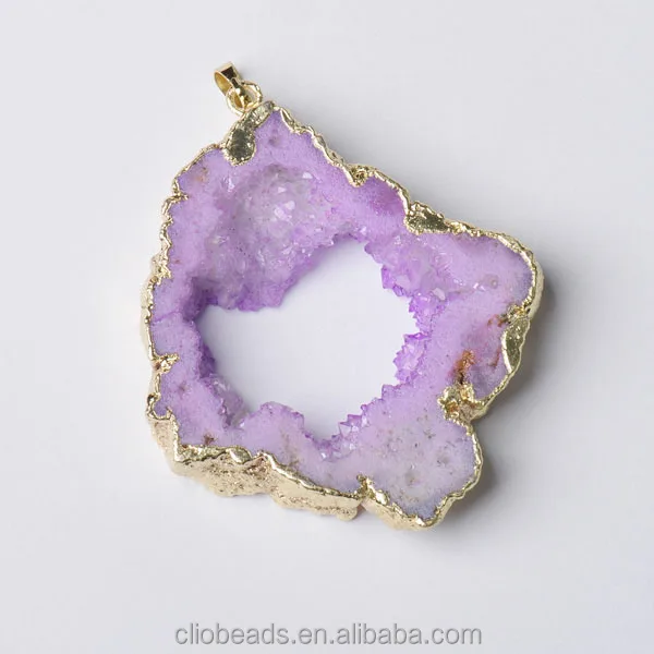 

Plated Purple Drusy Agate Slice Wholesale, N/a
