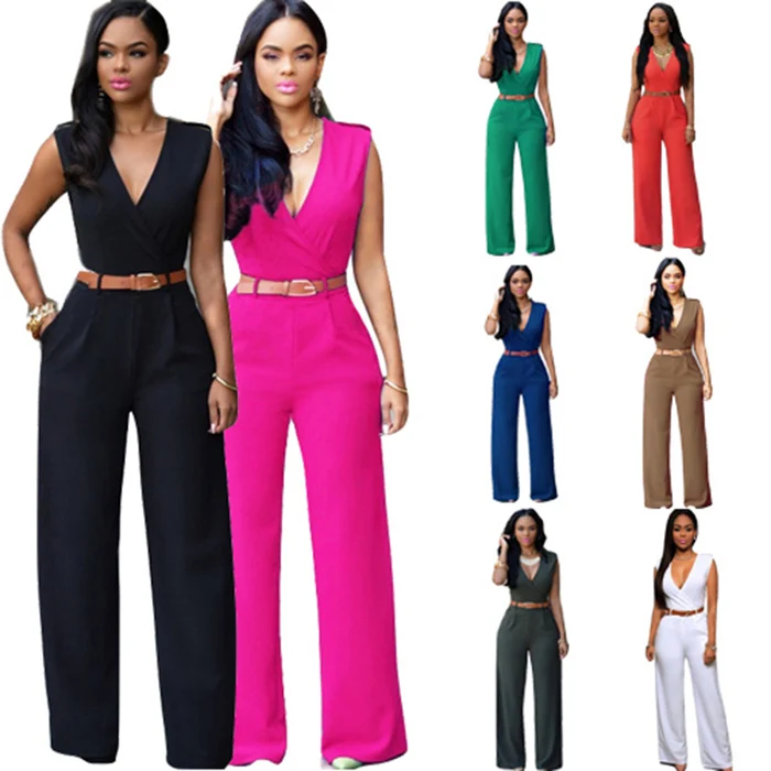 

2019 European and American Women Jumpsuit Fashion Siamese Trousers Loose Slim Casual Wide Leg Jumpsuit, 8 colors