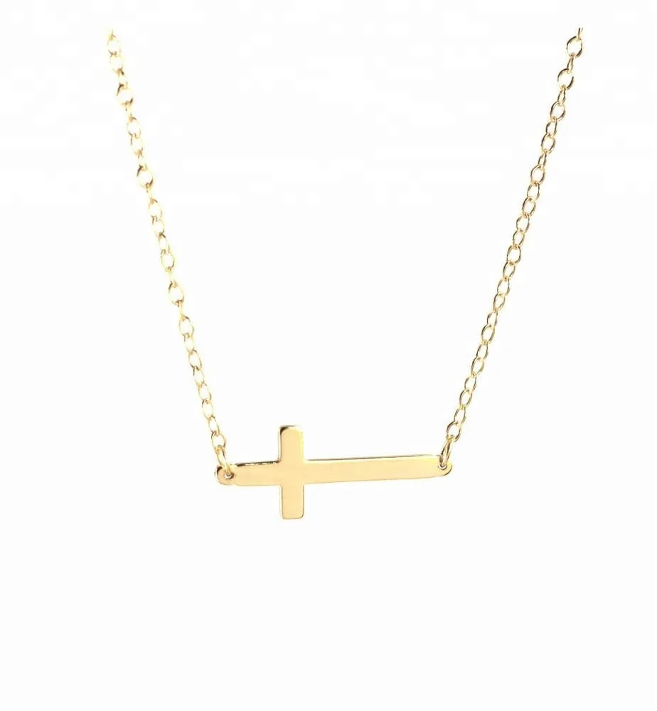 

Personalized Tiny Gold Sideways Cross Charm 925 Sterling Silver Necklace, Sliver/gold/rose gold