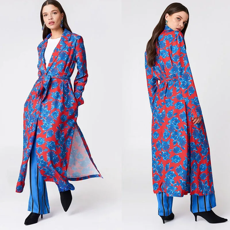

2018 Fashion clothing design Long Printed Jacket Women