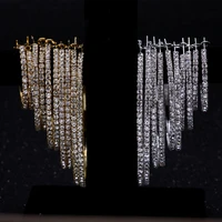 

2cm to 10cm Optional Sizes Gold Silver Plated AAA Rhinestone Mini Big Women Jewelry Diamond Crystal Hoop Earrings