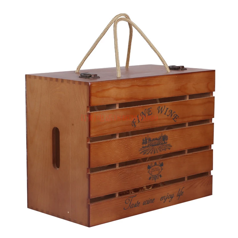 Деревянные коробки для вина шесть загружалась полноценно краска деревянной антикварной деревянной вина в подарочной коробке ресторане Отеля выставка гостиной JH229