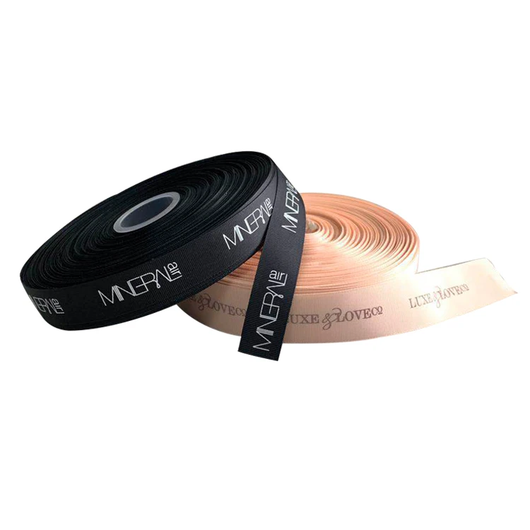 High quality Best Selling Customized Grosgrain Ribbon With Printing 1 Inch Gold Silver Foil Ribbon
