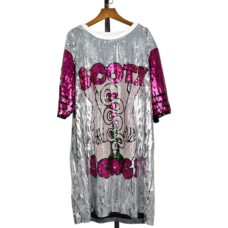 

Woman Club hip hop 2018 Sequin T Shirt Loose Tee Shirts Glitter Tops Christmas girls Fashion short sleeve o neck t shirt, Red, black