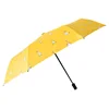 Wholesale Custom Pongee OEM Yellow Three Folding Magic Rain Protect Thailand Umbrella With Mini Handle