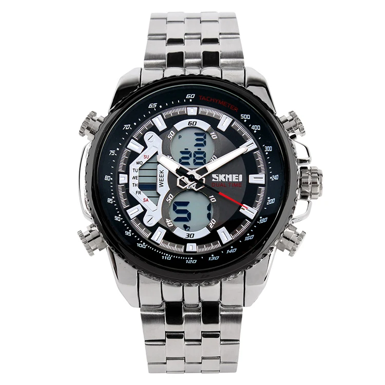 

SKMEI 0993 Men's Dual Movement Stainless Steel Quartz Analog Digital Watch