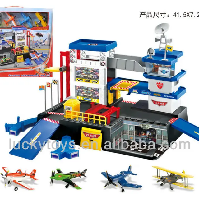 parking set with 4 cartoon plane toys packing lot