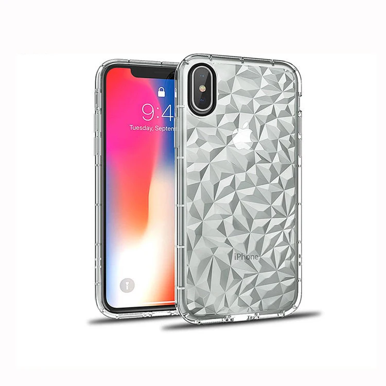 Saiboro shockproof diamond pattern wholesale transparent tpu phone case for iphone 10 case, custom clear for iphone case x