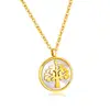 Stainless steel circle shell tree of life pendant necklace