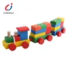Early learning educational toy pull line stacking building blocks train set wooden