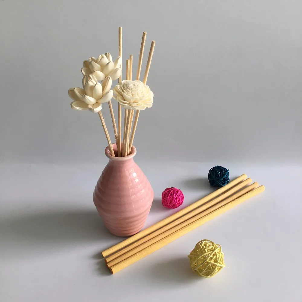 DIY Sola Flower Set With Reed Diffuser - 15 Handmade Wood Flowers & 2 Reed Sticks For Home Fragrance
