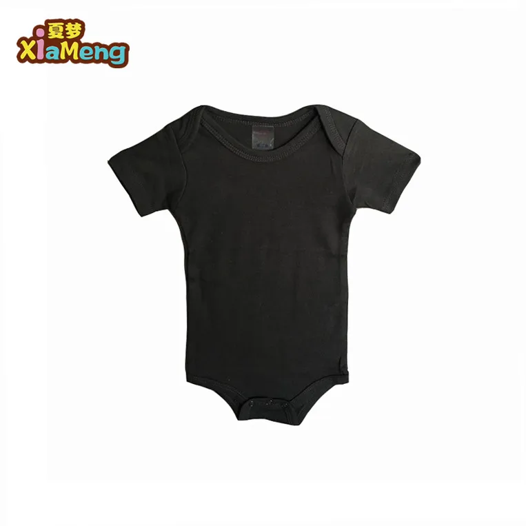 

Small MOQ OEM custom onesie baby plain black romper, 11 colors