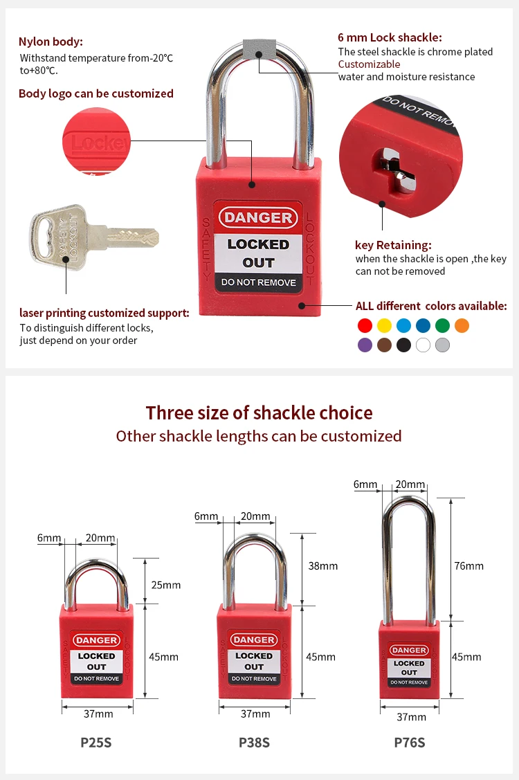 38mm ABS Keyed Alike Safety Lockout Padlock