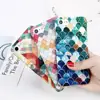 Free Shipping High Quality Colorful Grid Hard PC Phone Case for iPhone XR XS Max Mermaid 3D Scale Cover for iPhone 8 7 6 Plus