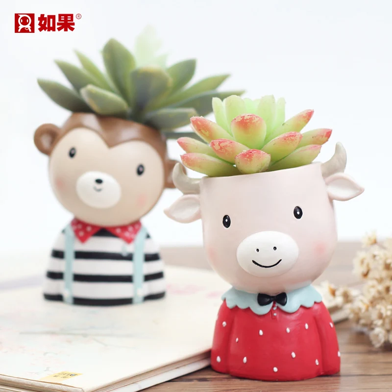 

Roogo resin animals shape statues table flower pot, Colorful