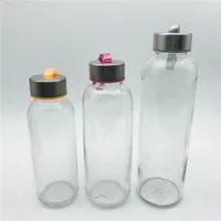 

Wholesale clear water drinking glass bottle with screw cap 300ml 400ml 500ml