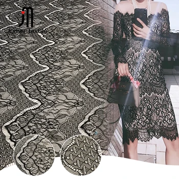 black embroidered lace fabric