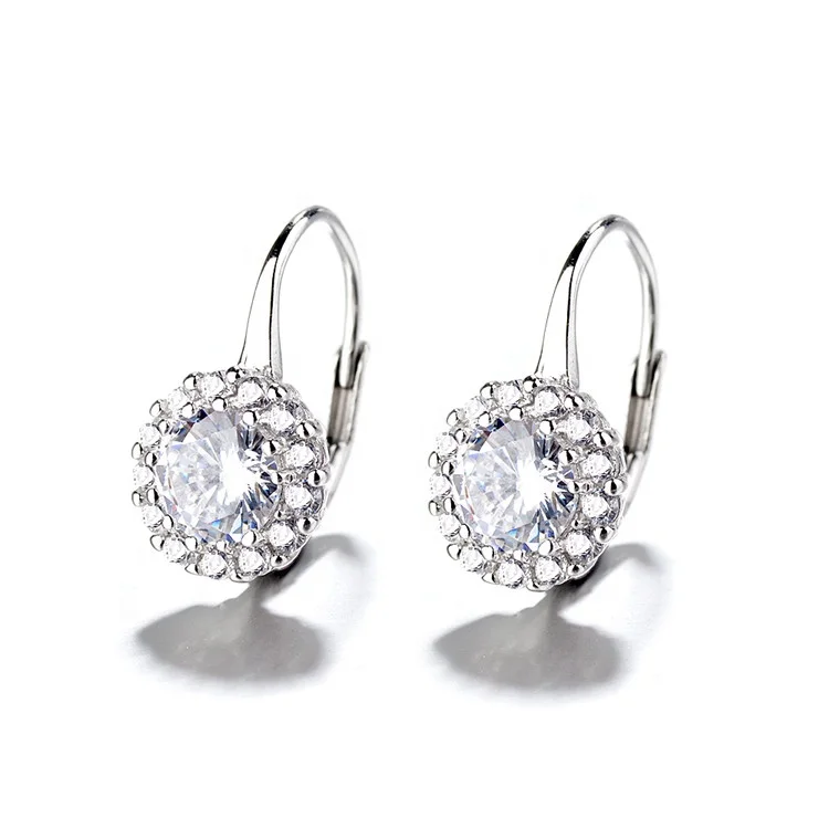 

Manufacturer Custom Hot Sale Lady of 925 Sterling Silver Diamond Earrings, Clear