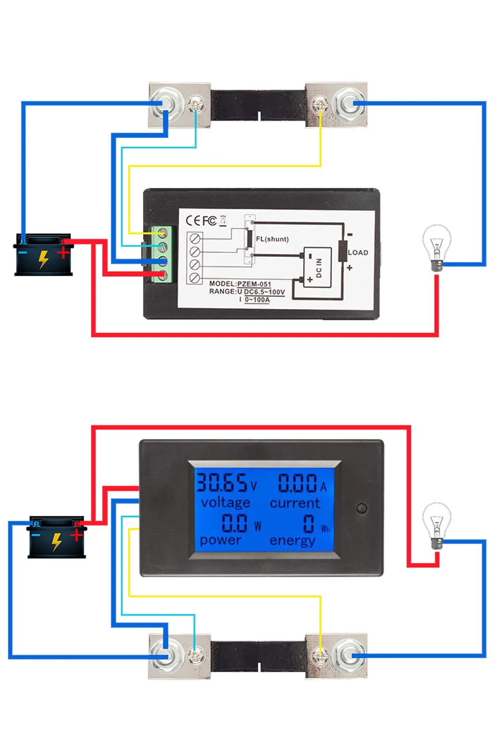 Dc 6.5100v 0100a Lcd Display Digital Current Voltage Power Energy
