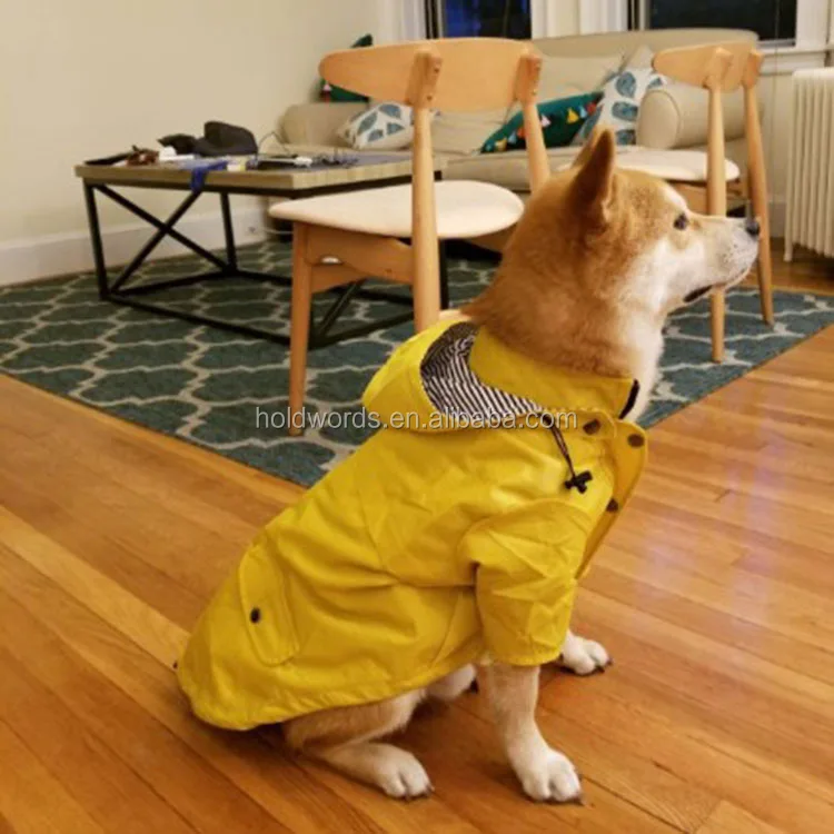 Zip Up Dog Raincoat With Reflective Buttons Pockets Rain/water