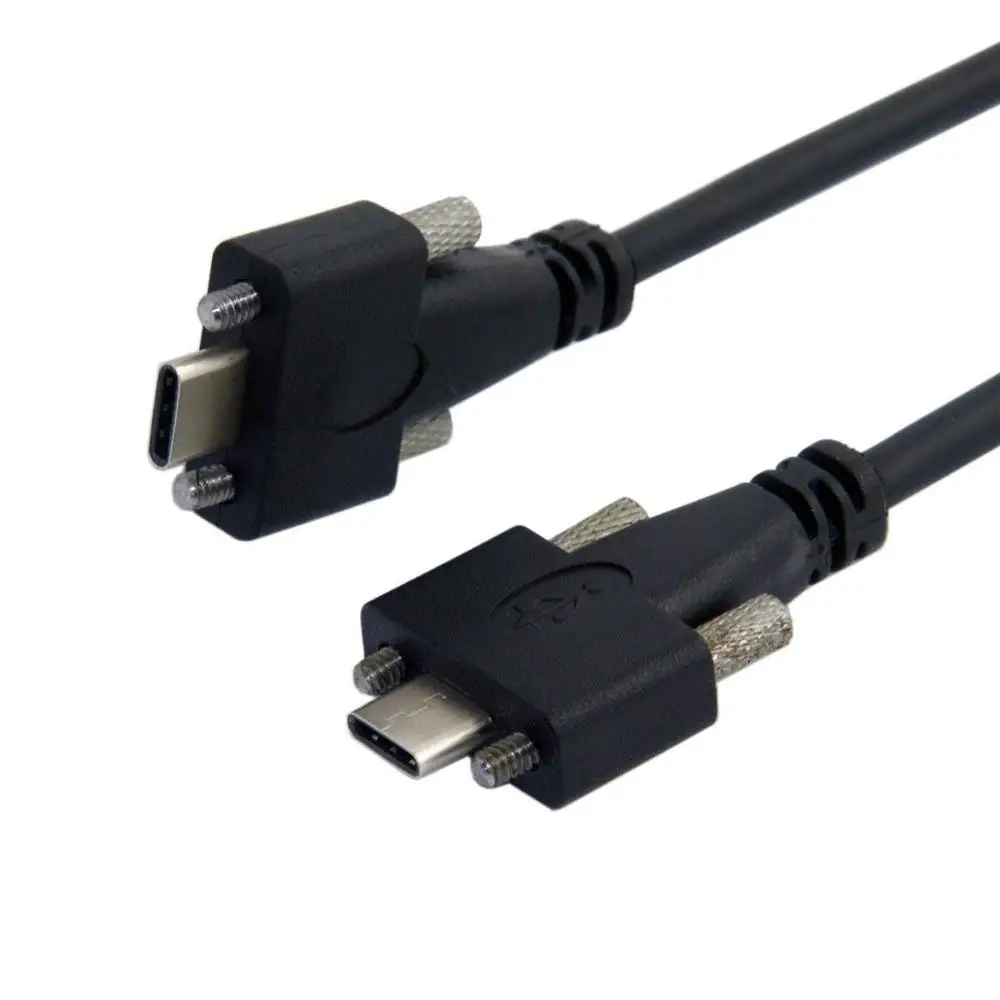 

USB 3.1 Type-C Dual Screw Locking to Locking USB-C 10Gbps Data Cable 1.2m Panel Mount Type, Black
